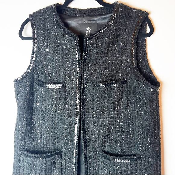 SZ M Rachel Zoe Black Wool Silk Blend Vest - Picture 1 of 6